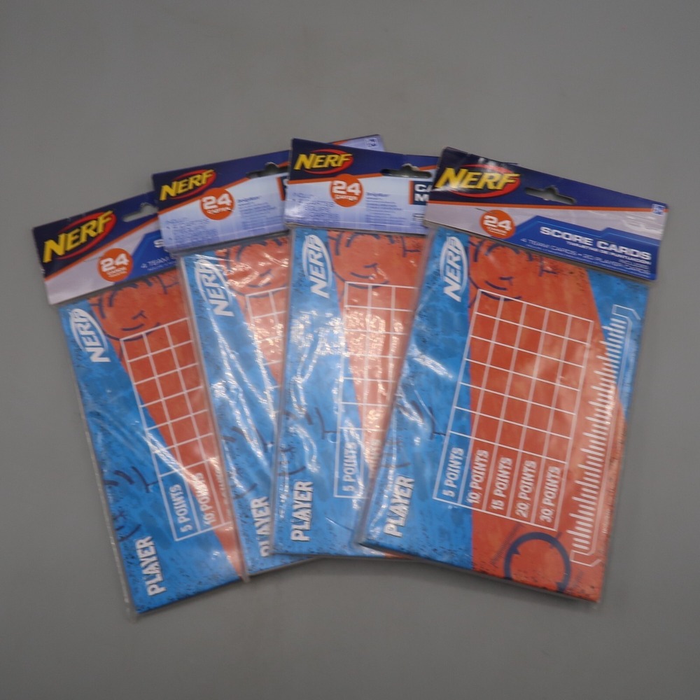 Lot Of 4 Nerf Party Games Decorations Supplies 24 ct per Packs Score Cards